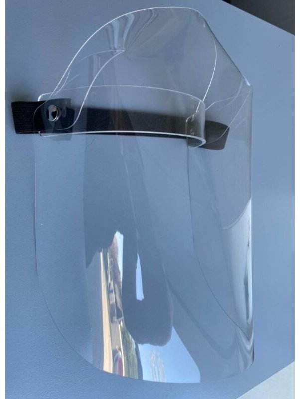 Transparentes spritzwassergeschütztes Schutzvisier aus Polycarbonat elastisch einstellbar