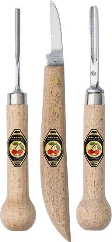KIRSCHEN Werkzeuge 3450000 Linolschnittsatz, 3-tlg: Gaißfuß + Gründel + Messer