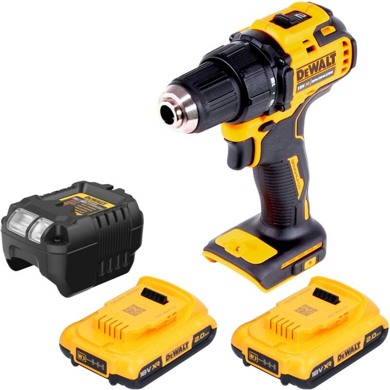DeWalt DCD 708 D2 Akku Bohrschrauber 18 V 65 Nm Brushless + 2x Akku 2,0 Ah + Ladegerät