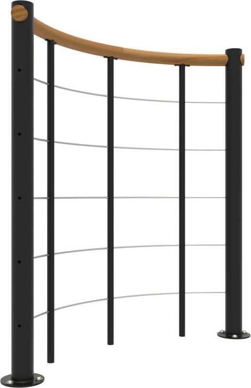 Minka Brüstungsgeländer mit Untergurten und Holz-Handlauf rund Eiche Schwarz 160cm