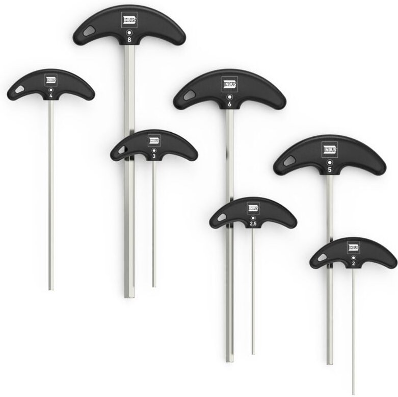 INBUS® 70020 Innensechskant Winkelschrauberdreher Set mit T-Griff 2 bis 8 mm 8teilig