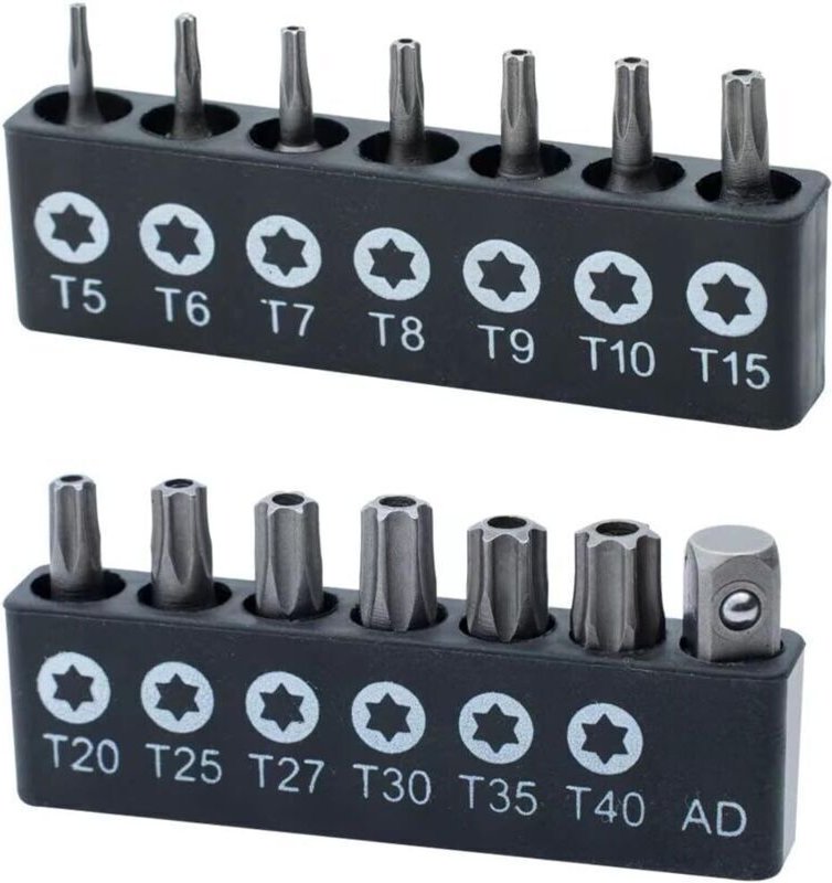 Set mit 14 robusten, sternförmigen Bits aus Chrom-Vanadium-Stahl, T40-Sicherheitsbit, 1/4-Zoll-Sechskantgriff
