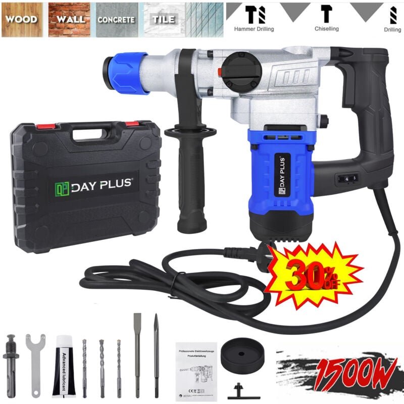 Dayplus - Neu Stemmhammer Bohrhammer Schlagbohrhammer sds plus Meisselhammer 1500W Profi