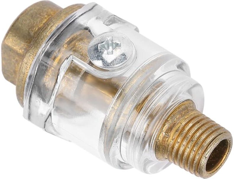 Öler, Inline-Öler für Luftkompressoren, Gold Inline-Öler, 1/4" BSP Mini-Inline-Öler für Druckluftwerkzeug-Ölschmierer-Ko...