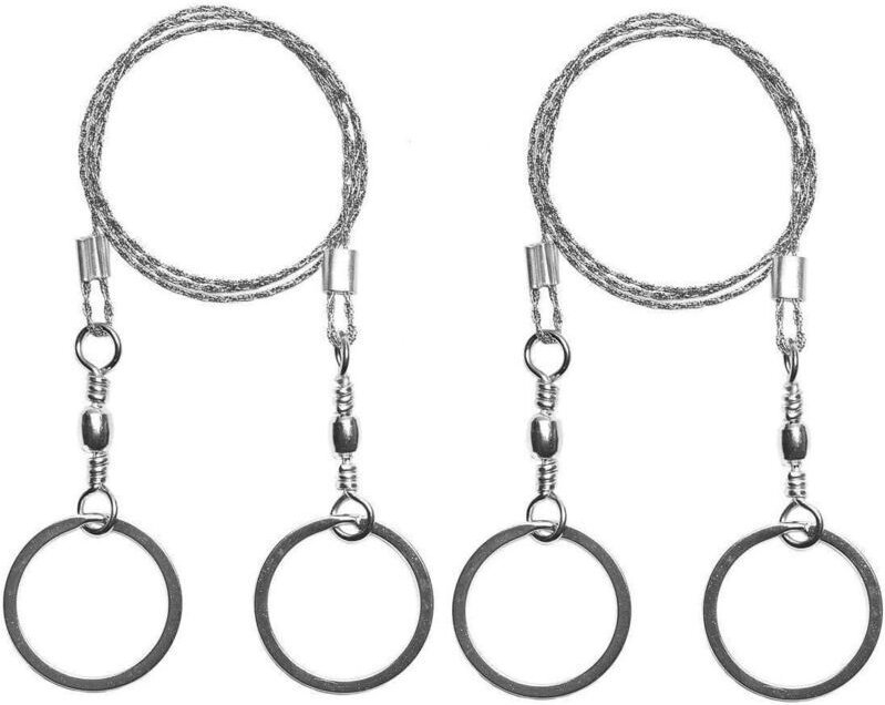 Überlebens-Drahtsäge aus Stahl, 2-teilige Taschen-Drahtsäge, ideal für Überlebensausrüstung, Camping, Jagd, Baumfällung,...
