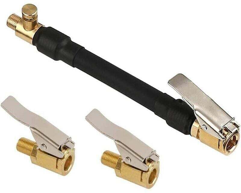 Reifenventiladapter, Reifenpumpenschlauch mit 2 Messing-Aufblasdüsen, Ventilanschluss für Auto, Fahrrad, Motorrad – Werd...