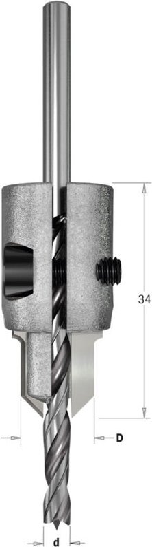 521.001.11 Hw Z2 Verstellbarer Fräserhalter Für 3 Bis 7 Rh Bits