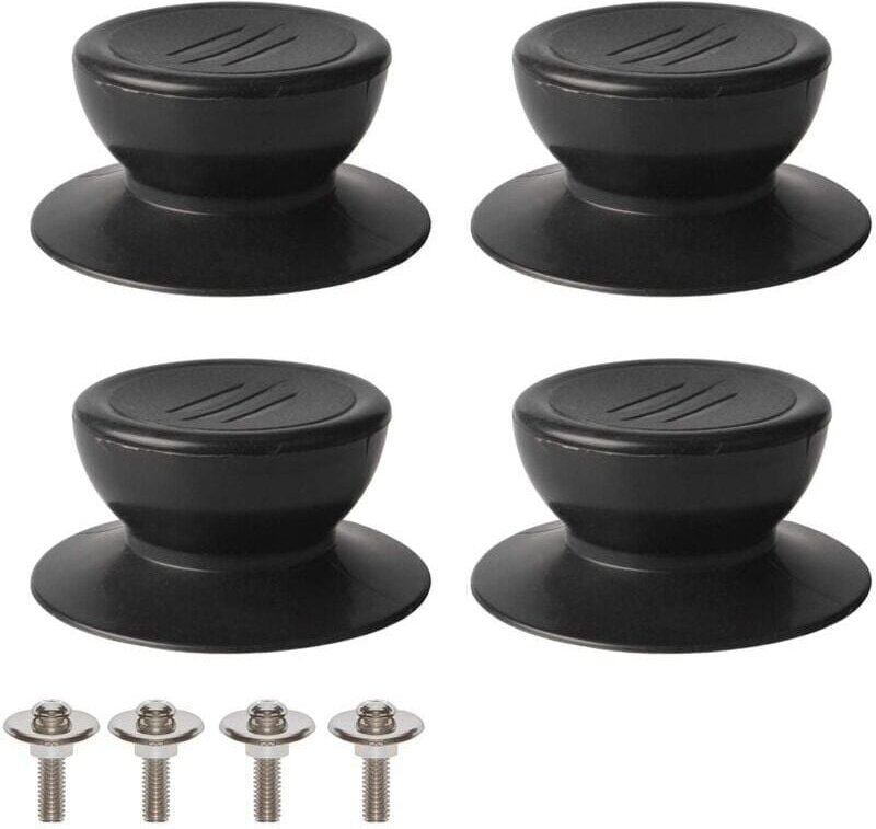KZQ - 4 Stück Deckelknopf, Universal-Ersatzknopf für Küchendeckel, Glasdeckel, Glasdeckelgriff - Schwarz