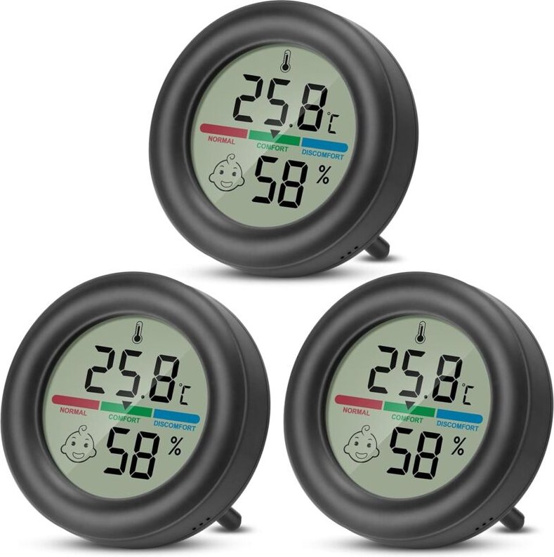 Luftfeuchtigkeitsmesser Thermometer Hygrometer Temperatur Digitales Innen Zimmerthermometer mit Komfortstufen Indikator ...