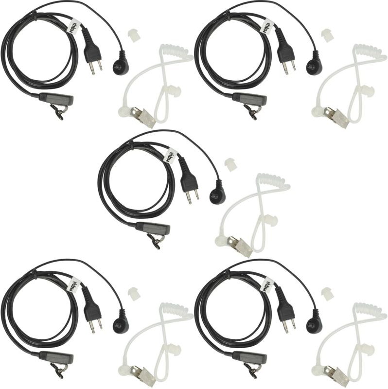 vhbw 5x Headset kompatibel mit Motorola GP380 ATEX, GP340 ATEX, GP346, GP360, GP380 Funkgerät - schwarz, Transparenter A...