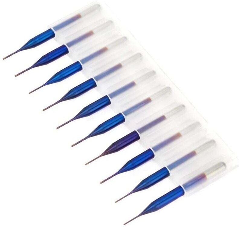 10 Stück konische Hartmetall-Schaftfräser, Bohrer, Wolfram-Frässtifte, blau beschichtete Schaftfräser für SCM-Leiterplat...