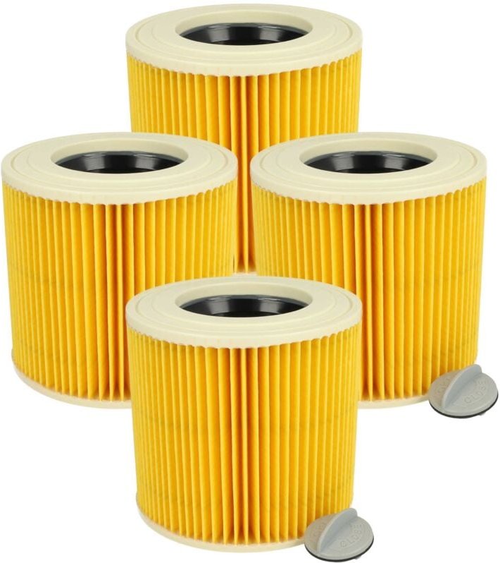 vhbw 4x Faltenfilter kompatibel mit TackLife PVC05B, PVC01B Staubsauger - Patronenfilter Gelb
