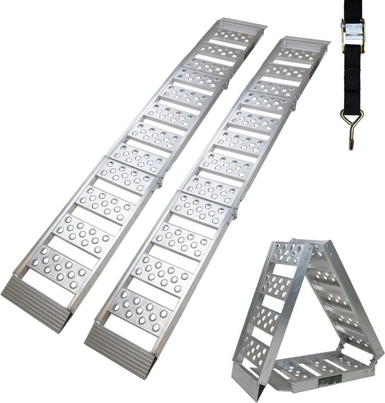 Baumarktplus - trutzholm 2 x Auffahrrampe 2-fach klappbar 198 cm Traglast 680 kg Alu grau gerillt/ gelocht Rampe Verlade...