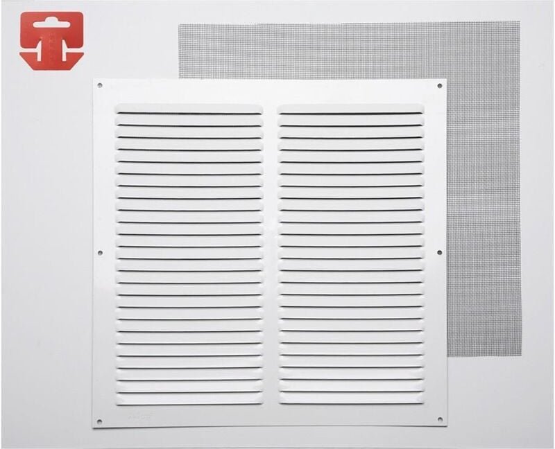 Gitter mit Moskitonetz, Aluminium 0,6, weiß lackiert, 300 x 300 mm (g)