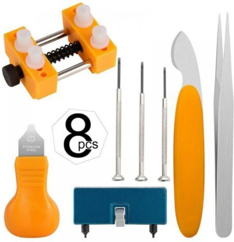 8-teiliges Werkzeug zum Batteriewechsel bei Uhren – Uhrengehäuseöffner zum Öffnen des Uhrendeckels durch Drehen bei der ...