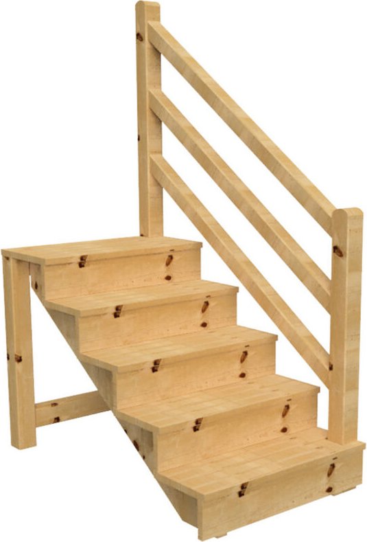 Außentreppe VENEZIA mit Treppengeländer rechts, 5 Stufen, H88cm B120cm, mit Setzstufen