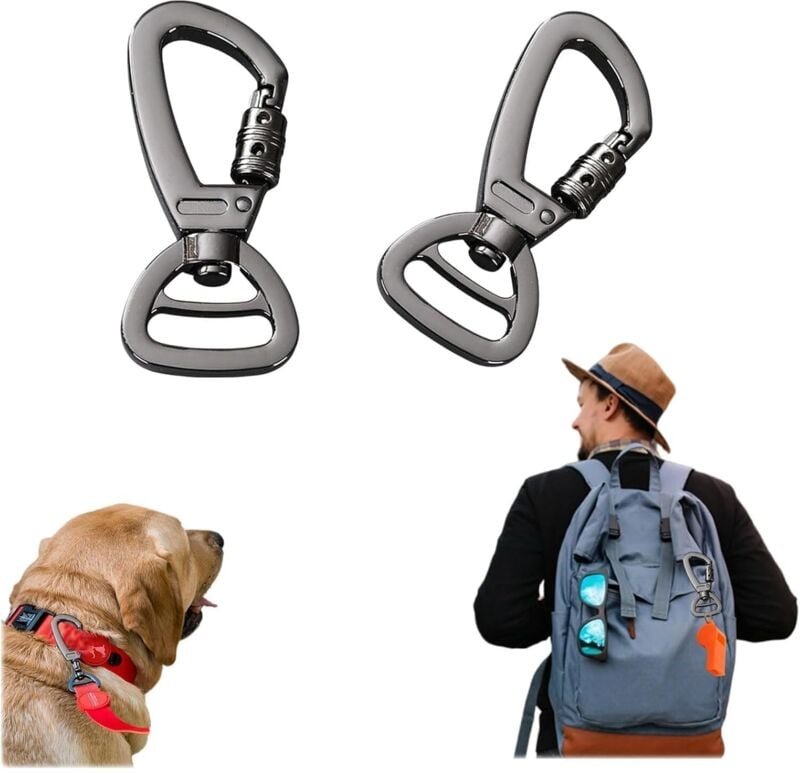 Drehbarer Karabiner, drehbarer Schlüsselanhängerhaken, Karabiner für Hundehalsband, D-Form