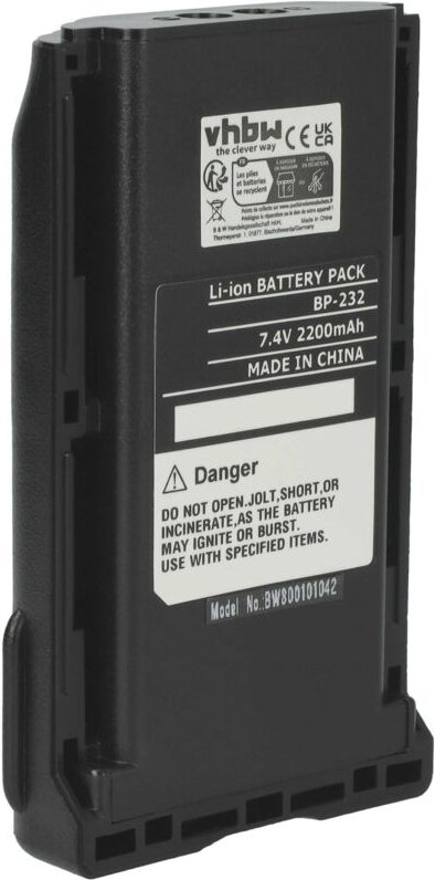 Vhbw - Akku kompatibel mit Icom IC-F16, IC-F16S, IC-F24, IC-F24S, IC-F25, IC-F25S Funkgerät, Walkie Talkie (2200mAh, 7,4...