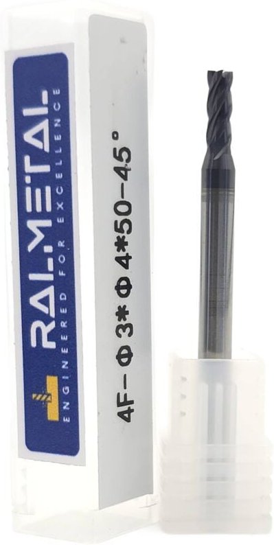 Vollhartmetall-Fräser 3 x 4D x 50 mm, 4 Schneiden, 45 HRC