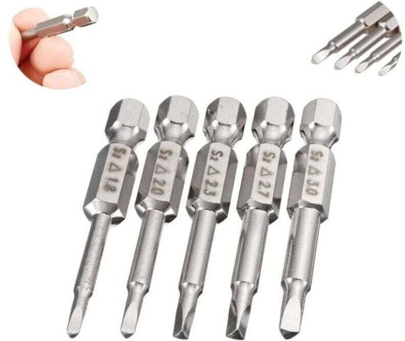5-teiliges Set elektrischer Schraubendreherbits mit Sechskantschaft und dreieckiger Spitze, 50 mm magnetische Schraubend...
