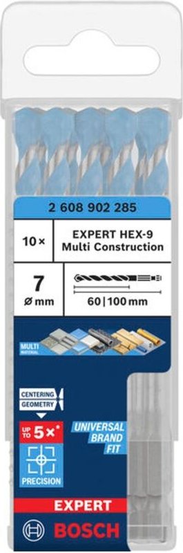 Bosch EXPERT Bohrer HEX-9 Multi Construction, 7 x 60 x 100 mm, Packung á 10 Stk.