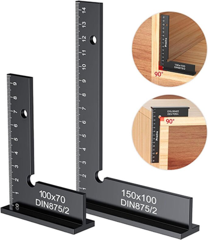 CCYKXA 2-teiliges Präzisions-Blocklineal mit rechtwinkligem Winkel und Skala, Aluminium 150 x 100 mm + 100 x 70 mm Metal...