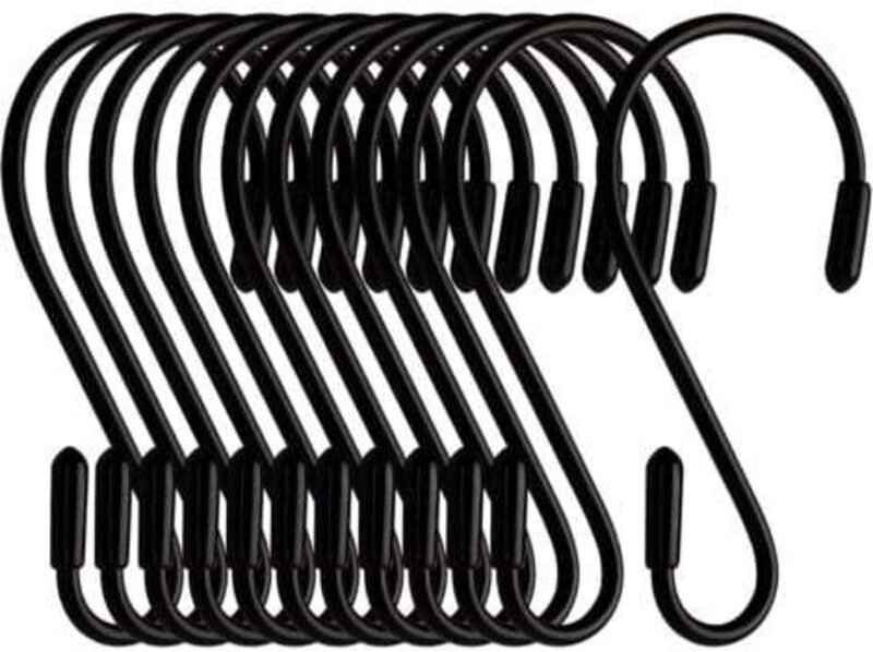 12er-Pack S-Haken – Schwarz – 8 cm – S-förmig – maximale Belastung: 5 kg