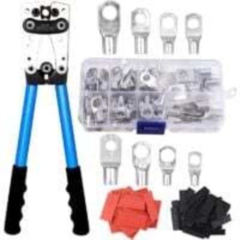 Mehrlagige elektrische Crimpzange AWG 10-0,6-50 mm² für Kabelschuhe mit Kupferringverbindern + 60 Stück Crimpzangen für ...