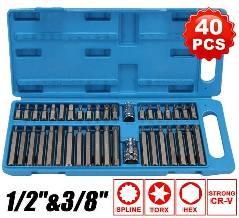 40-teiliges Sechskant-Steckschlüssel-Bit-Set, 40-in-1-Stern-Steckschlüssel-Bit-Set, langer und kurzer Inbusschlüssel von...