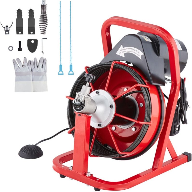 Mophorn - Rohrreinigungsmaschine 50 ft x 3/8 Zoll, automatische Rohrreinigungsspirale, elektrisches Rohrreinigungsgerät ...