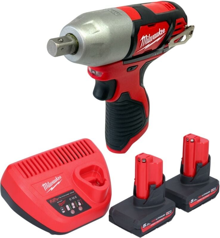 M12 BIW12-502 Akku Schlagschrauber 12 v 138 Nm 1/2' + 2x Akku 5,0 Ah + Ladegerät - Milwaukee