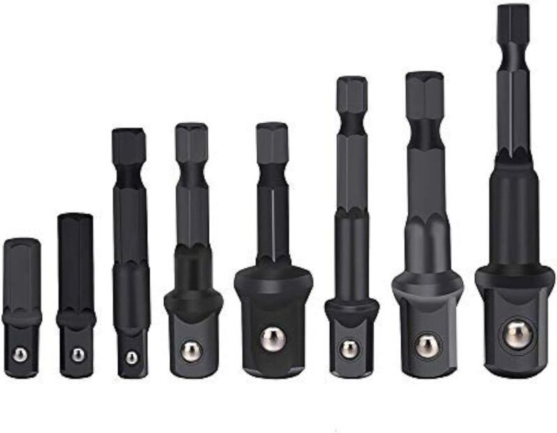 8-teiliger Schlagschrauber-Adaptersatz, Sechskantschaft