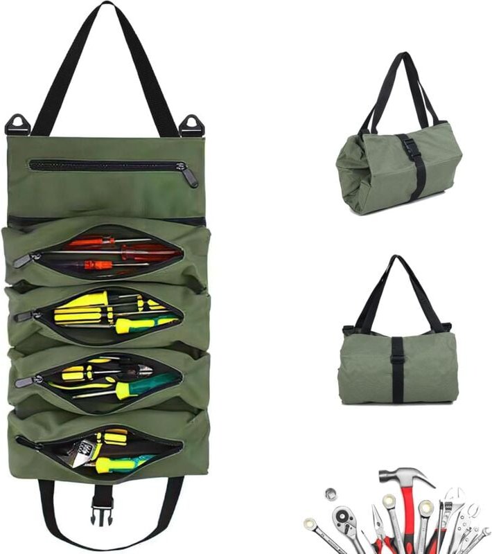 Rollbare Werkzeugtaschen, Werkzeugrolle mit 5 Reißverschlusstaschen, rollende Werkzeugtasche, rollende Werkzeugtasche, C...