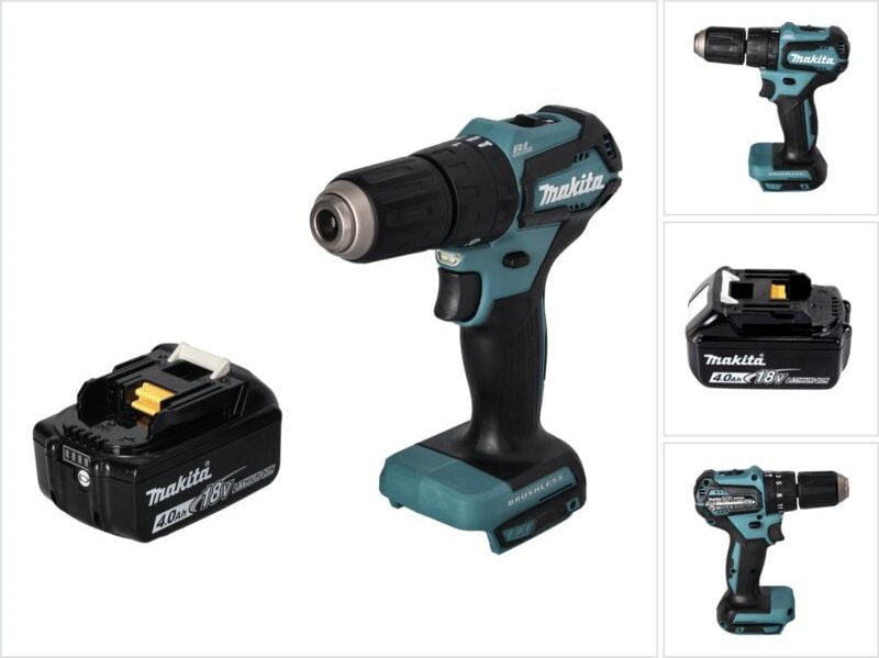 Makita DHP 483 M1 Akku Schlagbohrschrauber 18 V 40 Nm Brushless + 1x Akku 4,0 Ah - ohne Ladegerät