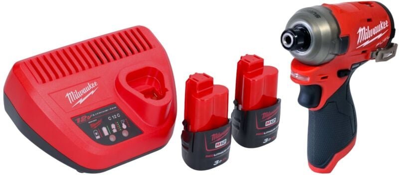 Milwaukee M12 FQID-302 Akku Schlagschrauber 12 V 50 Nm 1/4" Brushless + 2x Akku 3,0 Ah + Ladegerät