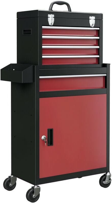 Werkstattwagen mit Rollen, Werkzeugwagen mit 5 Schubladen, abschließbar Montagewagen mit kugelgelagerten Schubladenschie...