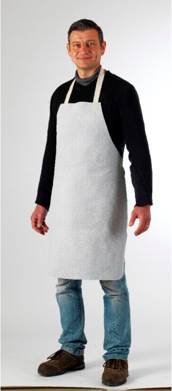 Weißer Schweißer- Lederschürze, Rindsleder, 90x60 cm L - 120x90 cm