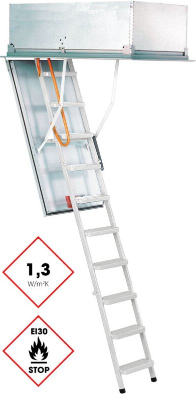 Thumbnail - Minka Dachbodentreppe Type 15 Exklusiv Brandhemmend mit Leiter aus Stahl Deckenöffnung 120x70cm Raumhöhe 275cm