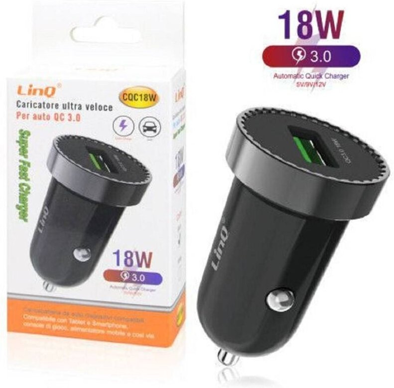 Trade Shop Traesio - Trade Shop - usb caricator 18W rapido für auto CQC18W caricabatteria universale accendisigari -
