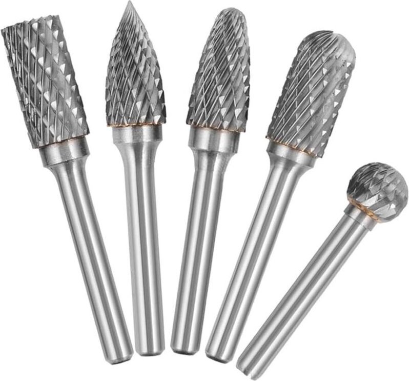 5 PCS 6mm Queue 10mm Tête Tungstène Carbure Double Coupe Rotary Burr Set Pour Travail du Bois Gravure Die Grinder Carvin...
