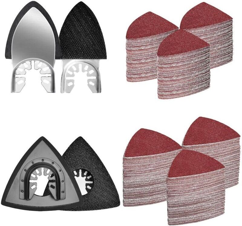 204-teiliges Multifunktions-Schleifpad-Set, 2 dreieckige Schleifpads, 2 Fingerspitzen-Schleifpads, 200 Blatt Schleifpapi...