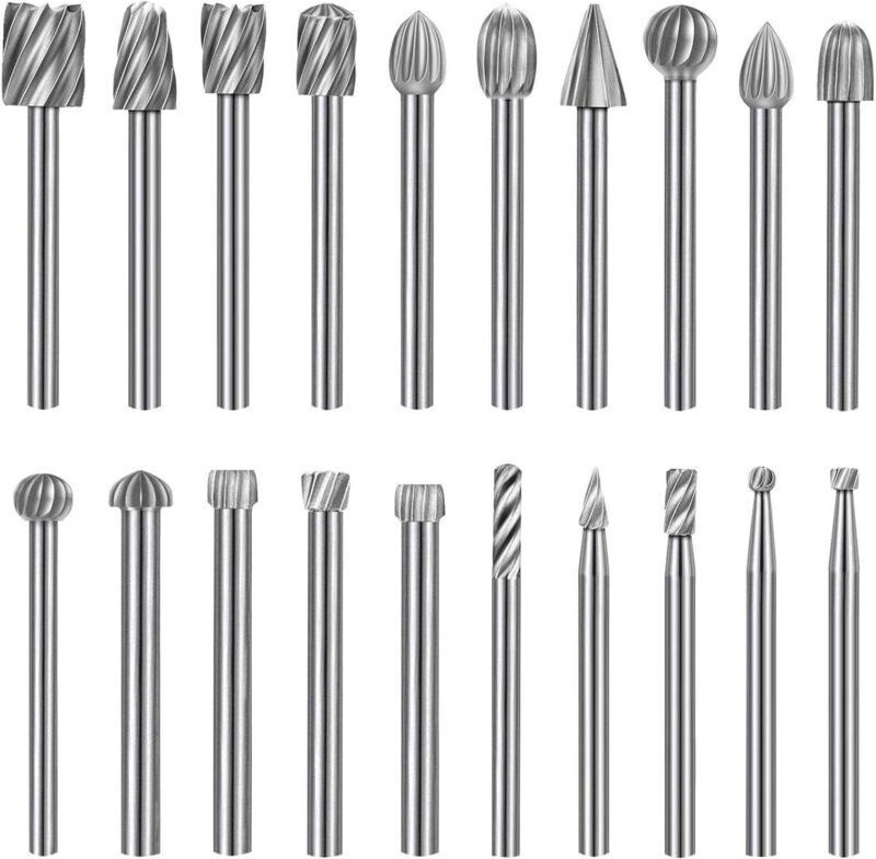 20-teiliges Rotationsfeilenset, HSS-Rotationsfeilenkopf, 3-mm-Schleif-Rotationswerkzeug für die Holzbearbeitung mit Grif...