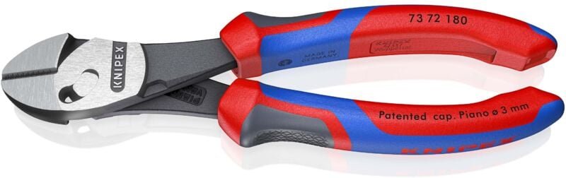 TwinForce Hochleistungs-Seitenschneider, mit Mehrkomponenten-Hüllen, schwarz atramentiert 180 mm - Knipex