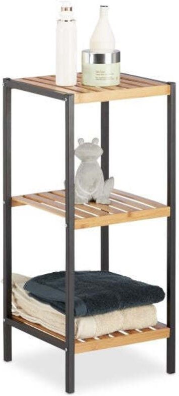 Bamboo and steel shelf