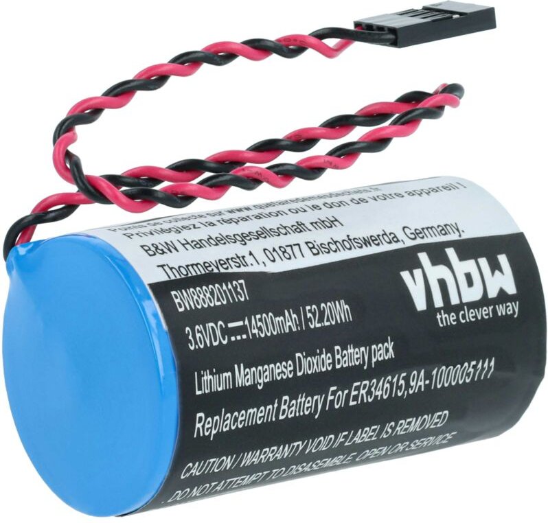 vhbw Batterie kompatibel mit Cameron Nuflo MC-II Plus EXP Messgerät (14500 mAh, 3,6 V, Li-MnO2)