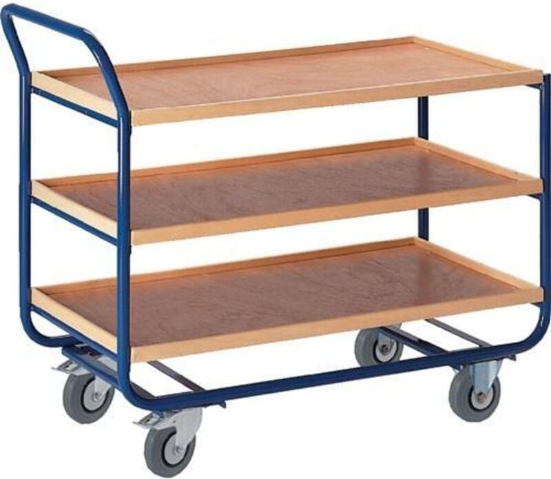 Rollcart Tischwagen mit 3 Etagen 775x475mm Buchedekor 20mm Rand