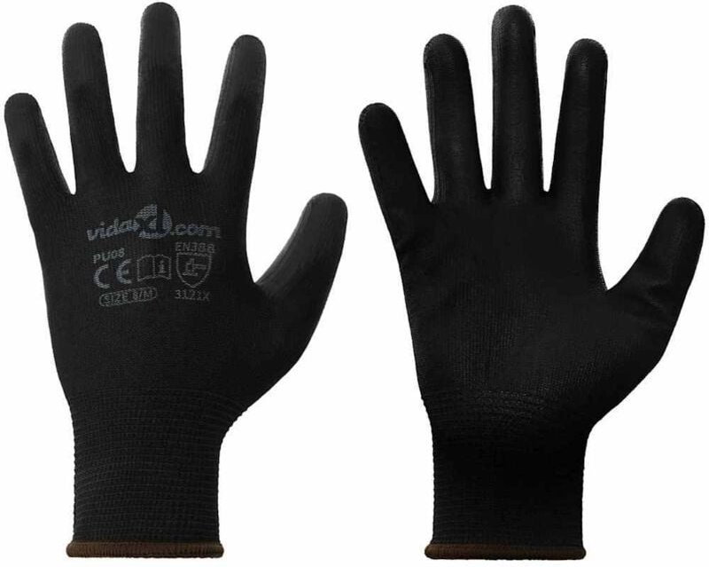Arbeitshandschuhe 24 pcs Schwarz 8 / m Polyester vidaXL