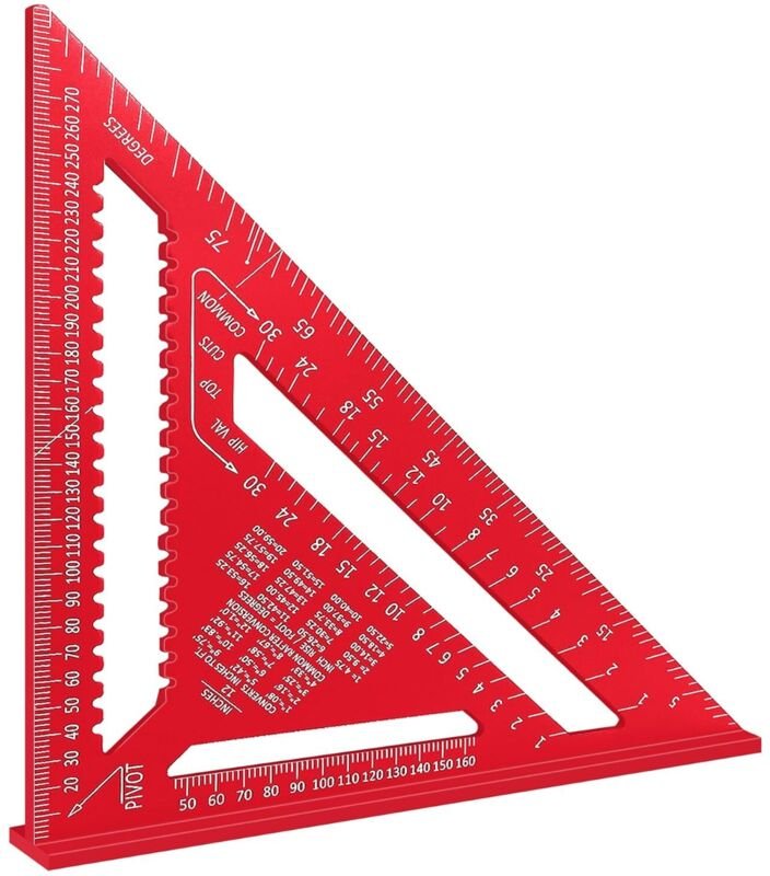 30 cm Aluminium-Zimmermannswinkel, 45° 90° Dreieck-Schreinerwinkel, Multifunktionales Metall-Messlineal für Zimmererarbe...
