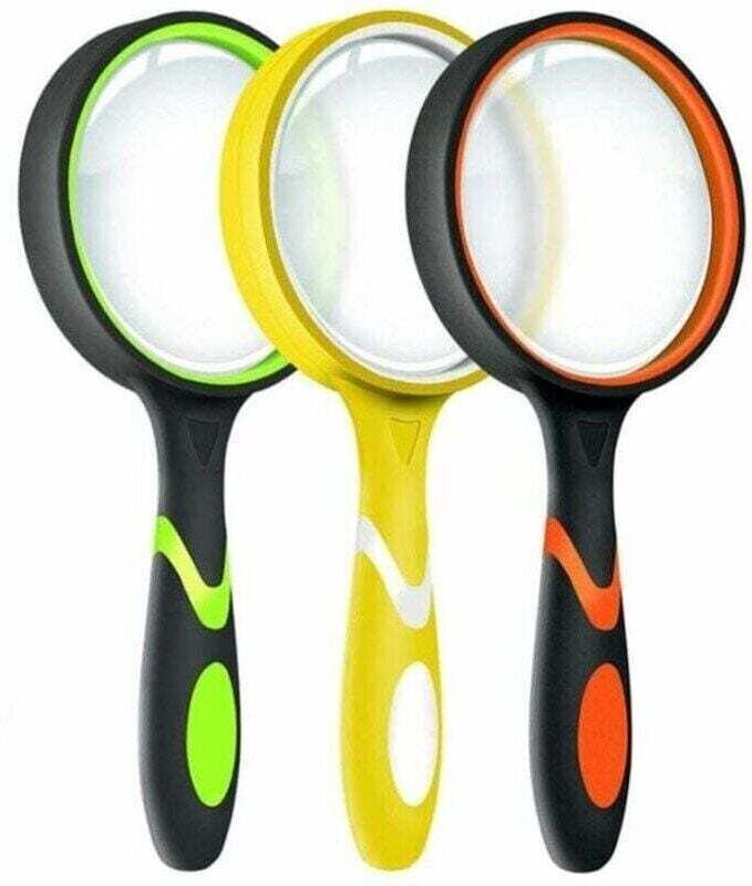 3er-Pack 10-fach vergrößernde Leselupen für Kinder, XU, tragbare, rutschfeste Lupe, große 75-mm-Lupen - KZQ