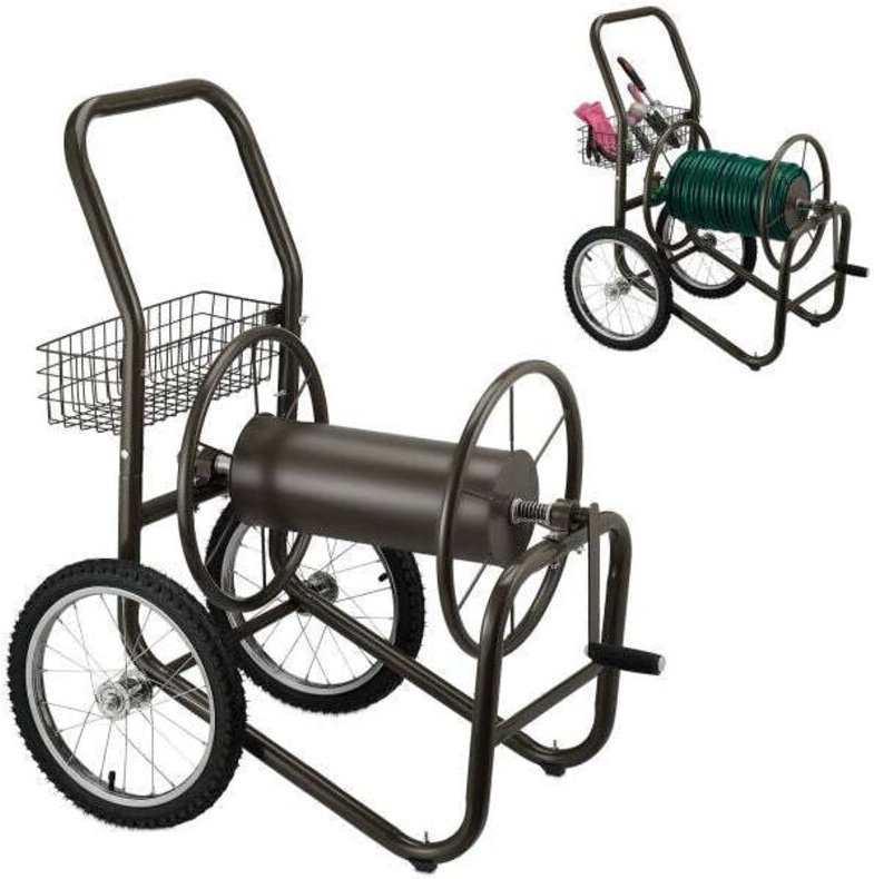 Brown hose trolley with basket